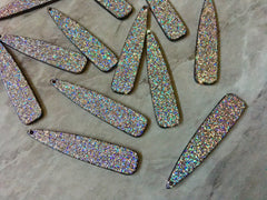 Rainbow Glitter acrylic Beads, Black geometric shape acrylic 55mm Long Earring or Necklace pendant bead 1 one hole jewelry