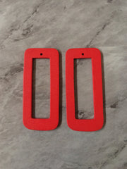 Laser Cut XL Red rectangle Cutout, Mod wood Beads, Wood earrings, Tassel Necklace Charm Jewelry focal point, 1 Hole blanks