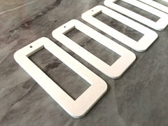 Laser Cut XL White rectangle Cutout, Mod wood Beads, Wood earrings, Tassel Necklace Charm Jewelry focal point, 1 Hole blanks