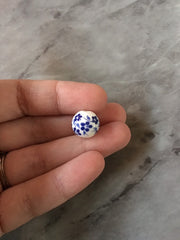 Ginger Jar Handmade Blue and White Porcelain 12mm Beads, circular beads, round beads jewelry statement chunky, glass beads flower beads