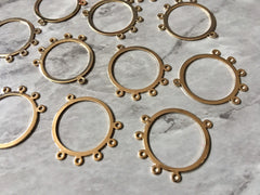 Shiny Gold 5 hole Circles for earrings, gold circle blanks, DIY gold earring jewelry geometric gold earrings, boho long tassel necklace