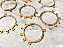 Shiny Gold 5 hole Circles for earrings, gold circle blanks, DIY gold earring jewelry geometric gold earrings, boho long tassel necklace