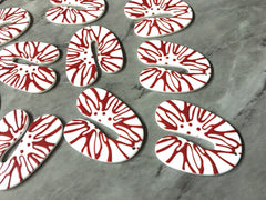 3D Printed Mosaic Beads, red rainbow cutout acrylic 41mm Earring Necklace pendant bead, one hole at top DIY blanks white U shape