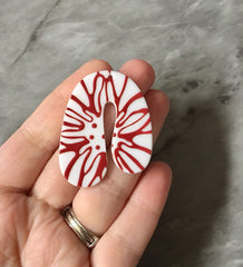 3D Printed Mosaic Beads, red rainbow cutout acrylic 41mm Earring Necklace pendant bead, one hole at top DIY blanks white U shape