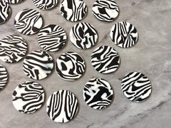Animal print Beads, circle cutout acrylic 30mm Earring Necklace pendant bead one hole top, white black zebra print, black swirl 1 hole