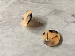 13mm blonde tortoise post earring blanks drop earring, stud earring jewelry dangle DIY earring making round resin, brown tan earrings