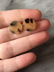 13mm blonde tortoise post earring blanks drop earring, stud earring jewelry dangle DIY earring making round resin, brown tan earrings