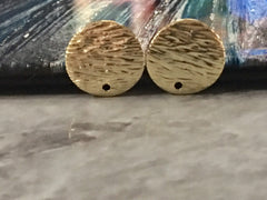 Gold Sunset 14mm post earring circle blanks, gold drop earring, gold stud earring, gold jewelry, gold dangle DIY earring making metallic