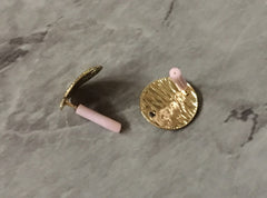 Gold Sunset 14mm post earring circle blanks, gold drop earring, gold stud earring, gold jewelry, gold dangle DIY earring making metallic