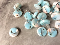Cotton Candy pink & blue mosaic 10mm confetti circle post earring blanks, drop earring stud earring, jewelry dangle DIY earring making