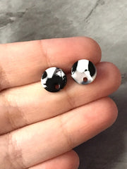 Black + White mosaic 10mm confetti circle post earring blanks, drop earring stud earring, jewelry dangle DIY earring making
