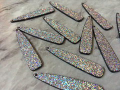 Rainbow Glitter acrylic Beads, Black geometric shape acrylic 55mm Long Earring or Necklace pendant bead 1 one hole jewelry