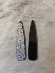 Rainbow Glitter acrylic Beads, Black geometric shape acrylic 55mm Long Earring or Necklace pendant bead 1 one hole jewelry