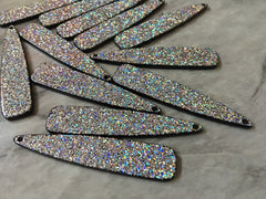 Rainbow Glitter acrylic Beads, Black geometric shape acrylic 55mm Long Earring or Necklace pendant bead 1 one hole jewelry