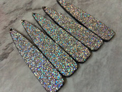 Rainbow Glitter acrylic Beads, Black geometric shape acrylic 55mm Long Earring or Necklace pendant bead 1 one hole jewelry