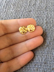 Flowing River 10mm Gold post earring circle blanks, gold round earring, gold stud earring, gold jewelry, gold dangle earring making