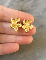 18mm Gold Flower post earring blanks, gold drop earring, gold stud earring, gold jewelry, gold dangle DIY earring making Statement
