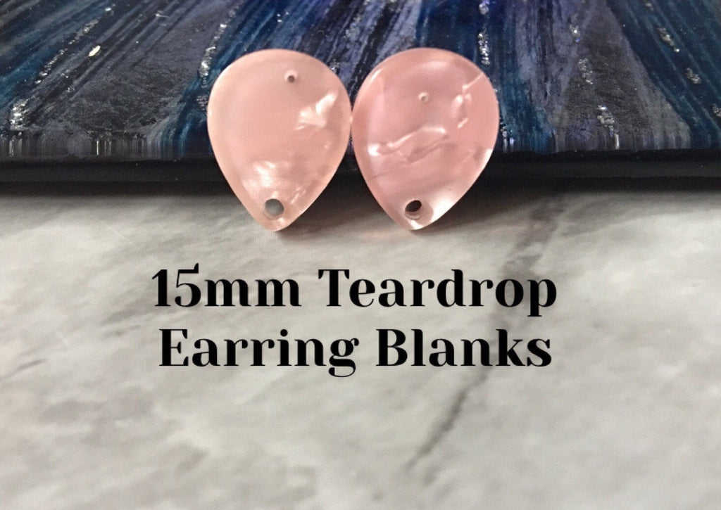 Blush Pink Crinkle 15mm hologram teardrop post earring circle blanks, drop earring stud earring, jewelry dangle DIY earring making
