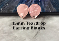 Blush Pink Crinkle 15mm hologram teardrop post earring circle blanks, drop earring stud earring, jewelry dangle DIY earring making