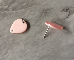 Blush Pink Crinkle 15mm hologram teardrop post earring circle blanks, drop earring stud earring, jewelry dangle DIY earring making