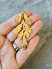18 Karat Gold Plated Large flower pendants, brass leaves flutter, Statement earring bottom jewelry long necklace bead floral
