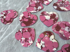 Pink Red White Painted Heart, Valentines Day Painted Beads, scallop charm, acrylic heart beads, holiday earrings