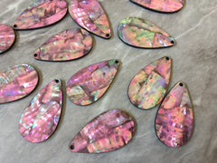 Abalone Shell Pink teardrop Acrylic Blanks Cutout, earring pendant jewelry making, 35mm jewelry, 1 Hole earring blanks, geode agate