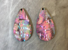 Abalone Shell Pink teardrop Acrylic Blanks Cutout, earring pendant jewelry making, 35mm jewelry, 1 Hole earring blanks, geode agate