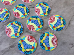 3D Printed colorful circle Beads, rainbow cutout acrylic 40mm Earring Necklace pendant bead, one hole at top DIY blanks red blue pink