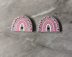 Pink Silver Leopard Print Rainbow Acrylic Blanks Cutout, earring jewelry making, stud earring blanks, animal print U shape half moon