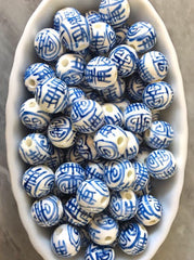 Ginger Jar Handmade Blue and White Porcelain 12mm Beads, circular beads, round beads jewelry statement chunky, glass beads white beads