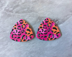 3D Printed colorful leopard print Beads, rainbow cutout acrylic 24mm Earring Necklace pendant bead, one hole at top DIY blanks animal print