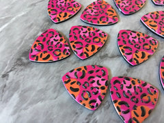 3D Printed colorful leopard print Beads, rainbow cutout acrylic 24mm Earring Necklace pendant bead, one hole at top DIY blanks animal print