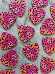 3D Printed colorful leopard print Beads, rainbow cutout acrylic 24mm Earring Necklace pendant bead, one hole at top DIY blanks animal print