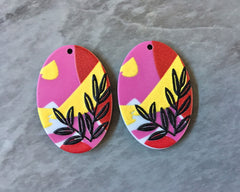 3D Printed colorful circle Beads, rainbow cutout acrylic 33mm Earring Necklace pendant bead, one hole at top DIY blanks pink yellow black