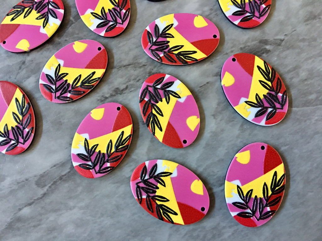 3D Printed colorful circle Beads, rainbow cutout acrylic 33mm Earring Necklace pendant bead, one hole at top DIY blanks pink yellow black