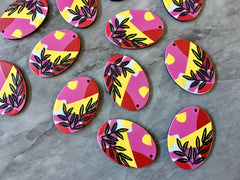 3D Printed colorful circle Beads, rainbow cutout acrylic 33mm Earring Necklace pendant bead, one hole at top DIY blanks pink yellow black