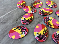 3D Printed colorful circle Beads, rainbow cutout acrylic 33mm Earring Necklace pendant bead, one hole at top DIY blanks pink yellow black