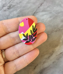 3D Printed colorful circle Beads, rainbow cutout acrylic 33mm Earring Necklace pendant bead, one hole at top DIY blanks pink yellow black