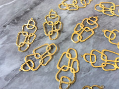 Gold Abstract Art metal earring Beads, 41mm hammered cutout Necklace pendant bead, one hole at top DIY blanks, gold metal blanks