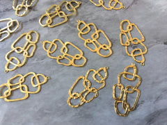 Gold Abstract Art metal earring Beads, 41mm hammered cutout Necklace pendant bead, one hole at top DIY blanks, gold metal blanks
