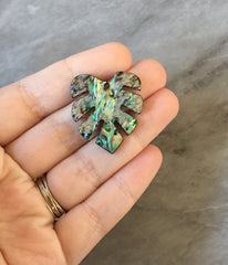 Abalone Shell Green Monstera Acrylic Blanks Cutout, earring pendant jewelry making, 30mm jewelry, Palm leaves blanks, geode agate