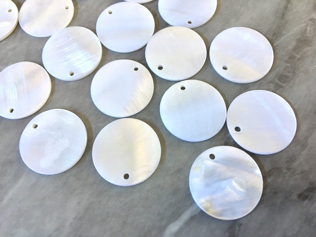 White Abalone Shell Circle round blanks, earring bead jewelry making, 20mm jewelry, 1 Hole tortoise blanks colorful, sea shell beads