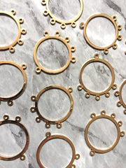 Shiny Gold 5 hole Circles for earrings, gold circle blanks, DIY gold earring jewelry geometric gold earrings, boho long tassel necklace