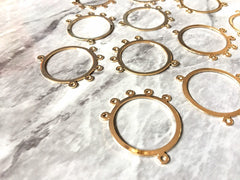 Shiny Gold 5 hole Circles for earrings, gold circle blanks, DIY gold earring jewelry geometric gold earrings, boho long tassel necklace