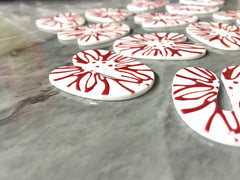 3D Printed Mosaic Beads, red rainbow cutout acrylic 41mm Earring Necklace pendant bead, one hole at top DIY blanks white U shape