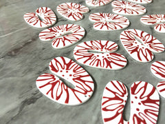 3D Printed Mosaic Beads, red rainbow cutout acrylic 41mm Earring Necklace pendant bead, one hole at top DIY blanks white U shape