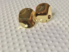 Gold mirror 15mm post earring circle blanks, gold drop earring, gold stud earring, gold jewelry, gold dangle DIY earring making metallic