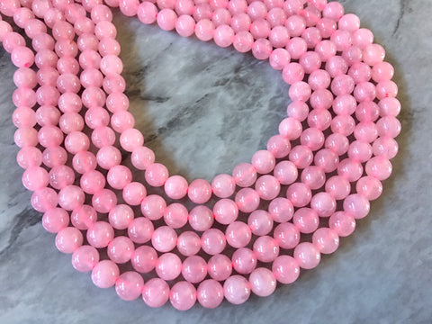 6mm Natural Pink Rose Quartz Beads Strands, Circle Round blush pink gemstone beads, 15&quot; strand WHOLESALE light pink diy jewelry