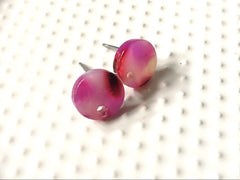 Yellow pink & red mosaic 10mm confetti circle post earring blanks, drop earring stud earring, jewelry dangle DIY earring making
